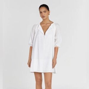 NWT Dissh Nadia White Linen Smock Dress